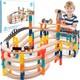 120pcs Wooden Train Tracks Set, 398-inch Track Expansion, Toddler Railway Bri