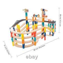 120Pcs Wooden Train Tracks Set, 398-inch Track Expansion, Toddler Railway Bri