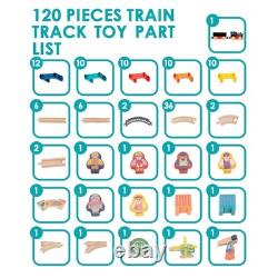 120Pcs Wooden Train Tracks Set, 398-inch Track Expansion, Toddler Railway Bri