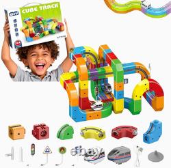123PCS Trackfusion Magnetic Monorail -Magnetic Train Set for Kids Ages 4-8Train