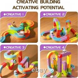 123PCS Trackfusion Magnetic Monorail -Magnetic Train Set for Kids Ages 4-8Train