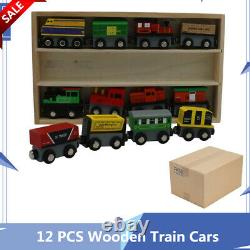 12pc Wooden Toy Train Cars Set Classic Children Kids Play Compatible Other Track