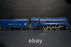 1950'S AMERICAN FLYER 350 ROYAL BLUE TRAIN ENGINE 4-6-2 SET With BOXES TRACK CARS
