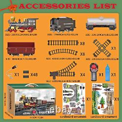 2024 Remote Control Steam Train Set USB Rechargeable Light Sound Tracks Puzzles