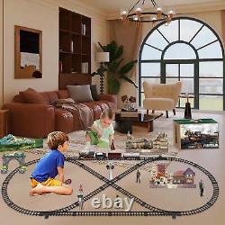 2024 Remote Control Steam Train Set USB Rechargeable Light Sound Tracks Puzzles