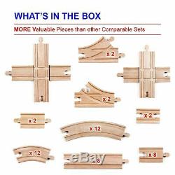 52 Piece Wooden Train Track Builders Lot Set Accessories Compatible Thomas Brio