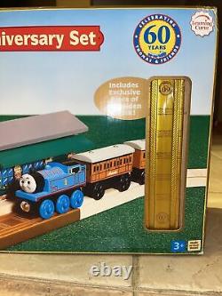 60th ANNIVERSARY THOMAS FRIENDS WOODEN RAILWAY Train SET! NEW