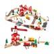 86pcs Wooden Train Set With Crane, Wooden Train Track Set Railway Kits Fits T