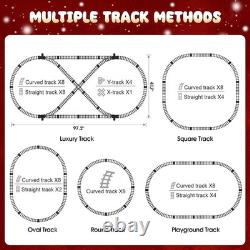 Alloy Remote Control Train Sets with Steam Locomotive, Light Up Cars and Tracks