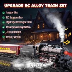 Alloy Remote Control Train Sets with Steam Locomotive, Light Up Cars and Tracks