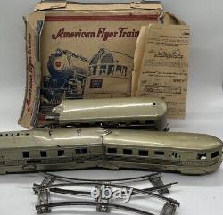 American Flyer Wind Up Train Set Train No 805 -3 Cars 9 Pieces Of Track Orig Box