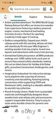 BRIO World Cargo Railway Deluxe Wooden Track Train Set Battery-Powered Engi