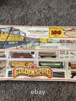 Bachmann Golden Spike HO Electric Train Set, Vintage & Sealed. 100+ piece 40-175