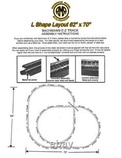 Bachmann HO Scale Steel Alloy EZ Track 62 X 70 L Shape Layout Set Model Train