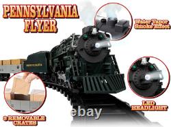 Battery-Operated Pennsylvania Flyer Freight Toy Train Set with Bluetooth, Locomo