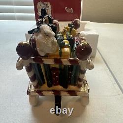 Blue Sky Clayworks Express Train Set Tealight Holder Christmas 3pc Train & Track