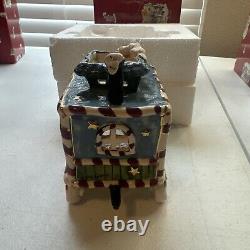 Blue Sky Clayworks Express Train Set Tealight Holder Christmas 3pc Train & Track