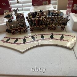 Blue Sky Clayworks Express Train Set Tealight Holder Christmas 3pc Train & Track