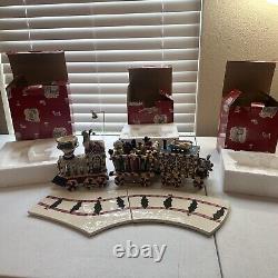 Blue Sky Clayworks Express Train Set Tealight Holder Christmas 3pc Train & Track