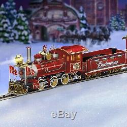 Budweiser Holiday Express Locomotive Train Set & Tracks Hawthorne Village 30+ Pc