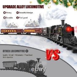 Christmas Train Set Metal Alloy Locomotive w Smoke, Sounds, Lights & Tracks