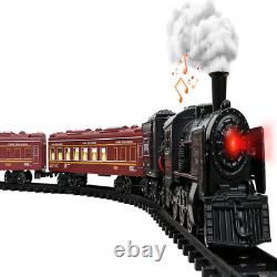 Christmas Train Set Metal Alloy Locomotive w Smoke, Sounds, Lights & Tracks