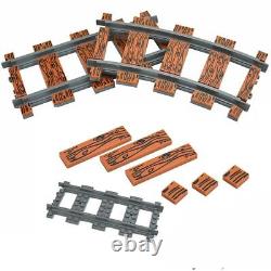 City Train Flexible Tracks Straight Curved Crossing Rails Switch Building Block