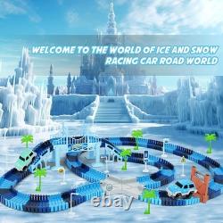 Creative 269 PCS Race Track Set Frozen Adventure with 2 Race Cars for Toddlers