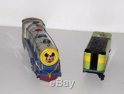 DISNEY1950'sMICKEY MOUSE METEOR TRAIN SET+BELL RINGING &SPARK CAPABILITY+TRACK
