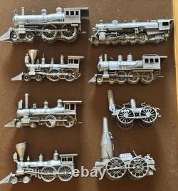 Danbury Mint Pewter Steam Locomotive Engine Set 8 Trains W Track Train Lot