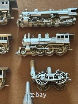 Danbury Mint Pewter Steam Locomotive Engine Set 8 Trains W Track Train Lot