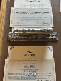 Danbury Mint Pewter Steam Locomotive Engine Set 8 Trains W Track Train Lot