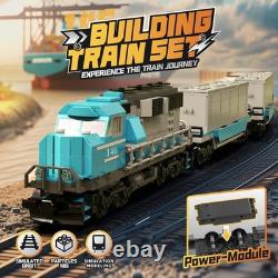 Deluxe 1078-Piece Freight Train Building Set with Rechargeable Motor & Tracks