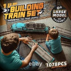 Deluxe 1078-Piece Freight Train Building Set with Rechargeable Motor & Tracks