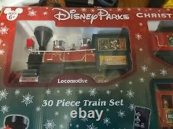 Disney Parks Christmas Train Set 5 cars and track Mickey Holiday Express Rare