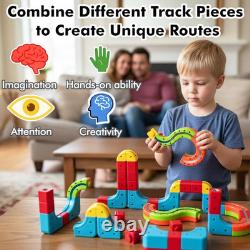 Electric 2 Trains Set Tracks, DIY Toy Train Race Tracks, 3D Infinity Modular Cub