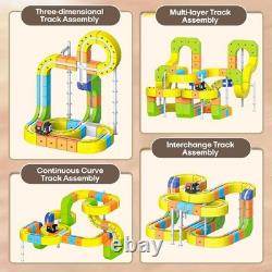 Electric Train Set for Kids, 105Pcs Build 3D DIY Track Building Kits with Tra