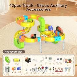 Electric Train Set for Kids, 105Pcs Build 3D DIY Track Building Kits with Tra