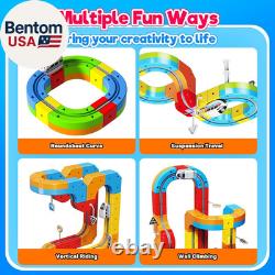 Electric Train Set for Kids, 3D DIY Track Building Kits with Train and Traffic S