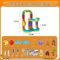 Electric Train Set with 3D Magic Flexible Race Tracks for Kids, Race Car Trac