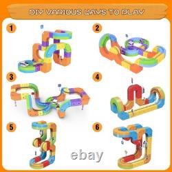 Electric Train Set with 3D Magic Flexible Race Tracks for Kids, Race Car Trac