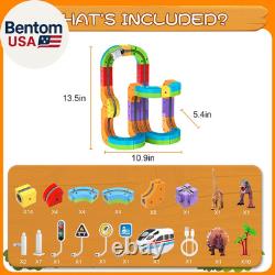 Electric Train Set with 3D Magic Flexible Race Tracks for Kids, Race Car Track E