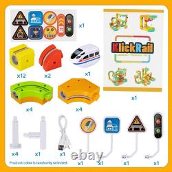 Electric Train Set with Flexible 3D Race Track, 32 Pc Modular Clip-Fit Layout &