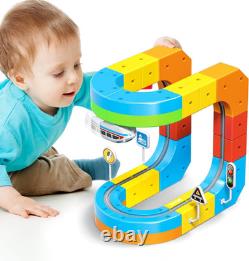 Electric Train Set with Flexible 3D Race Track, 32 Pc Modular Clip-Fit Layout &
