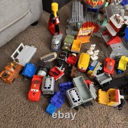Fisher Price GeoTrax Train Set Buildings Track and Cars Lot Of 170+ Piece Disney