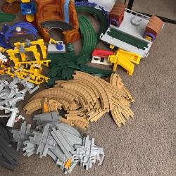 Fisher Price GeoTrax Train Set Buildings Track and Cars Lot Of 170+ Piece Disney