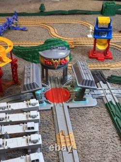 Fisher Price GeoTrax Train Set Buildings Track and Cars Lot Of 170+ Piece Disney
