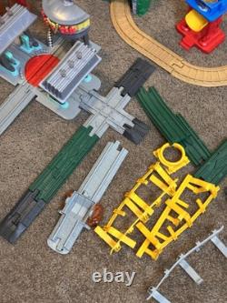 Fisher Price GeoTrax Train Set Buildings Track and Cars Lot Of 170+ Piece Disney