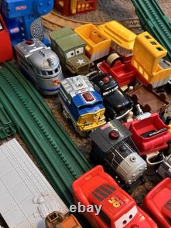 Fisher Price GeoTrax Train Set Buildings Track and Cars Lot Of 170+ Piece Disney