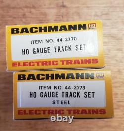 HO BACHMAN TRAIN SET 14 pc Track, 2 Locomotives, Power Supply, Bridge, etc NEW